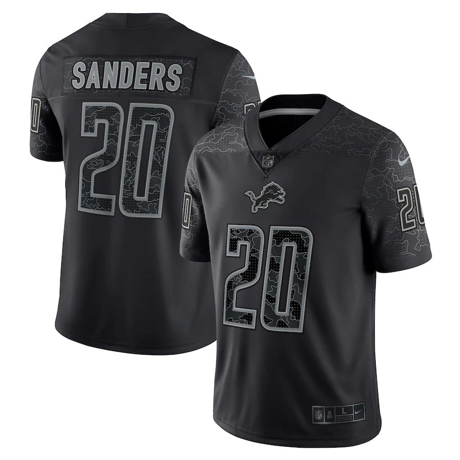 Men Detroit Lions #20 Barry Sanders Nike Black Retired Player RFLCTV Limited NFL Jersey